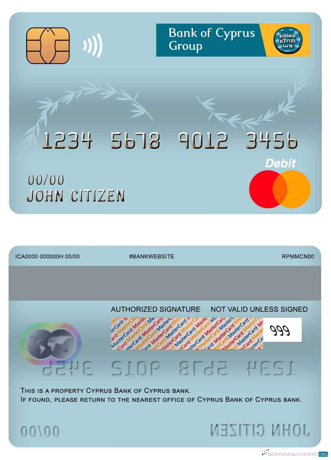 Download Cyprus Bank of Cyprus bank master debit card Photoshop template